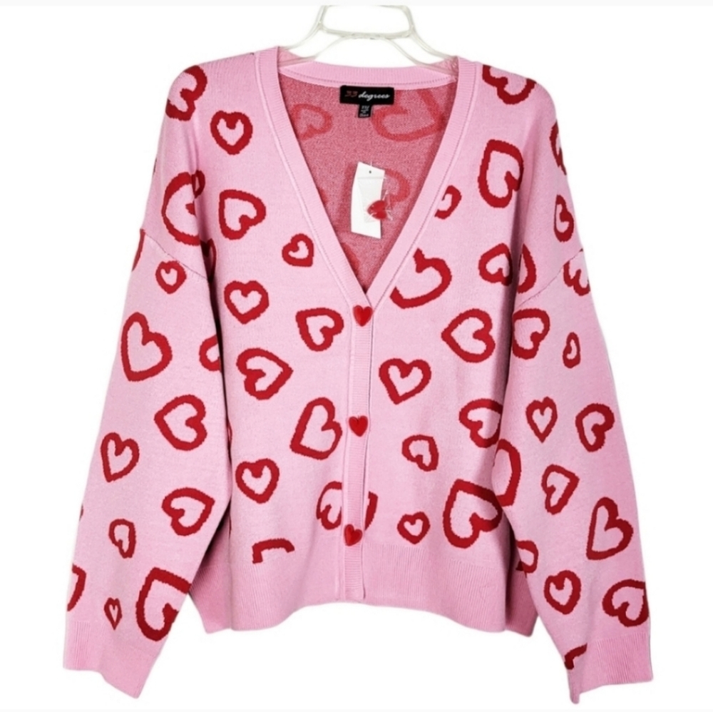 Target Pink and Red Heart Cardigan XL